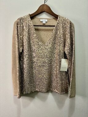 Sequin V-neck Top | Calligraphie